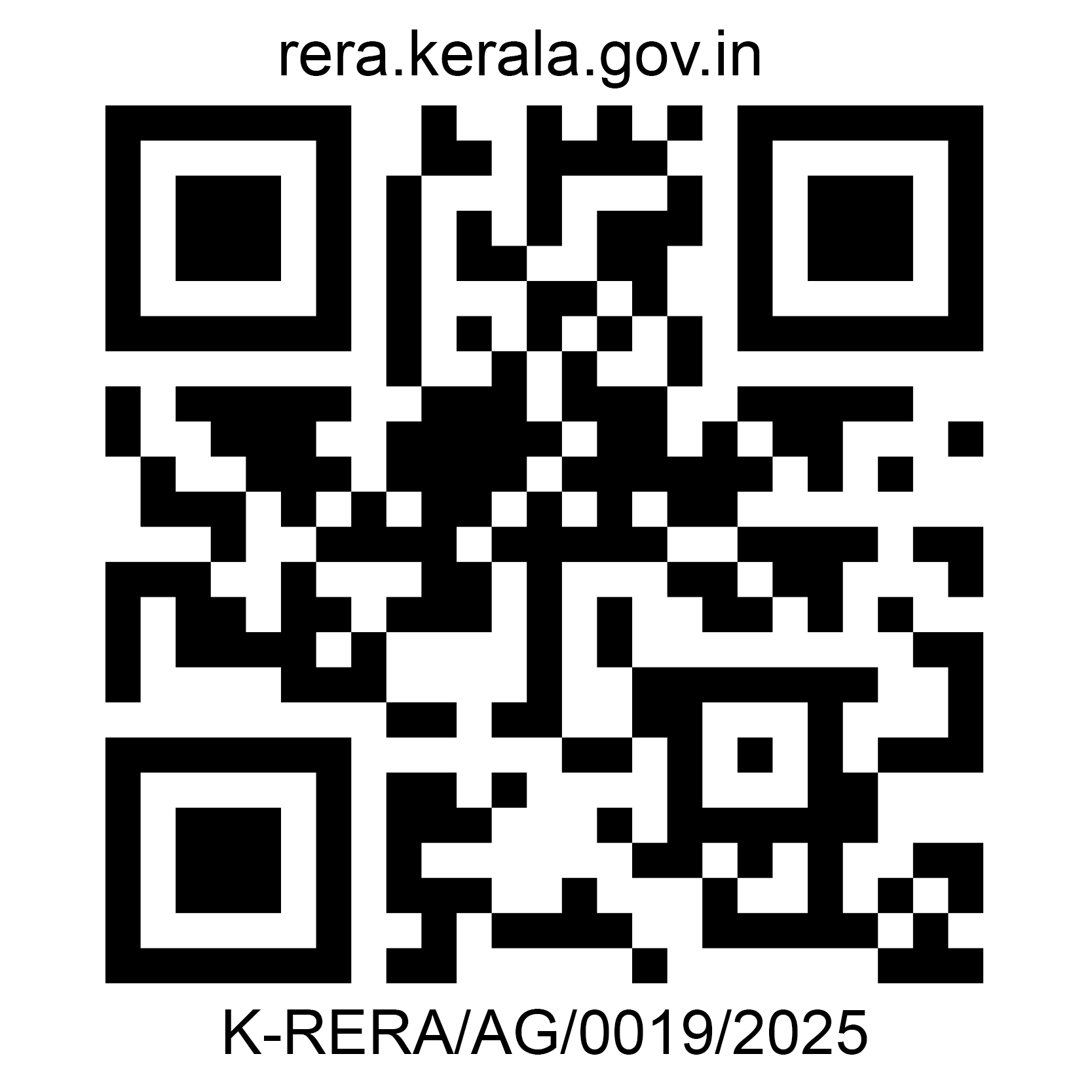 RERA QR code for agent registration K-RERA/AG/0019/2025